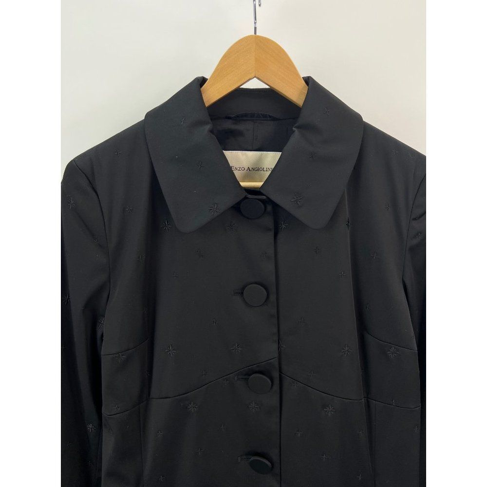 Enzo Angiolini sz M Black Atomic Starburst Long Coat - Picture 2 of 7